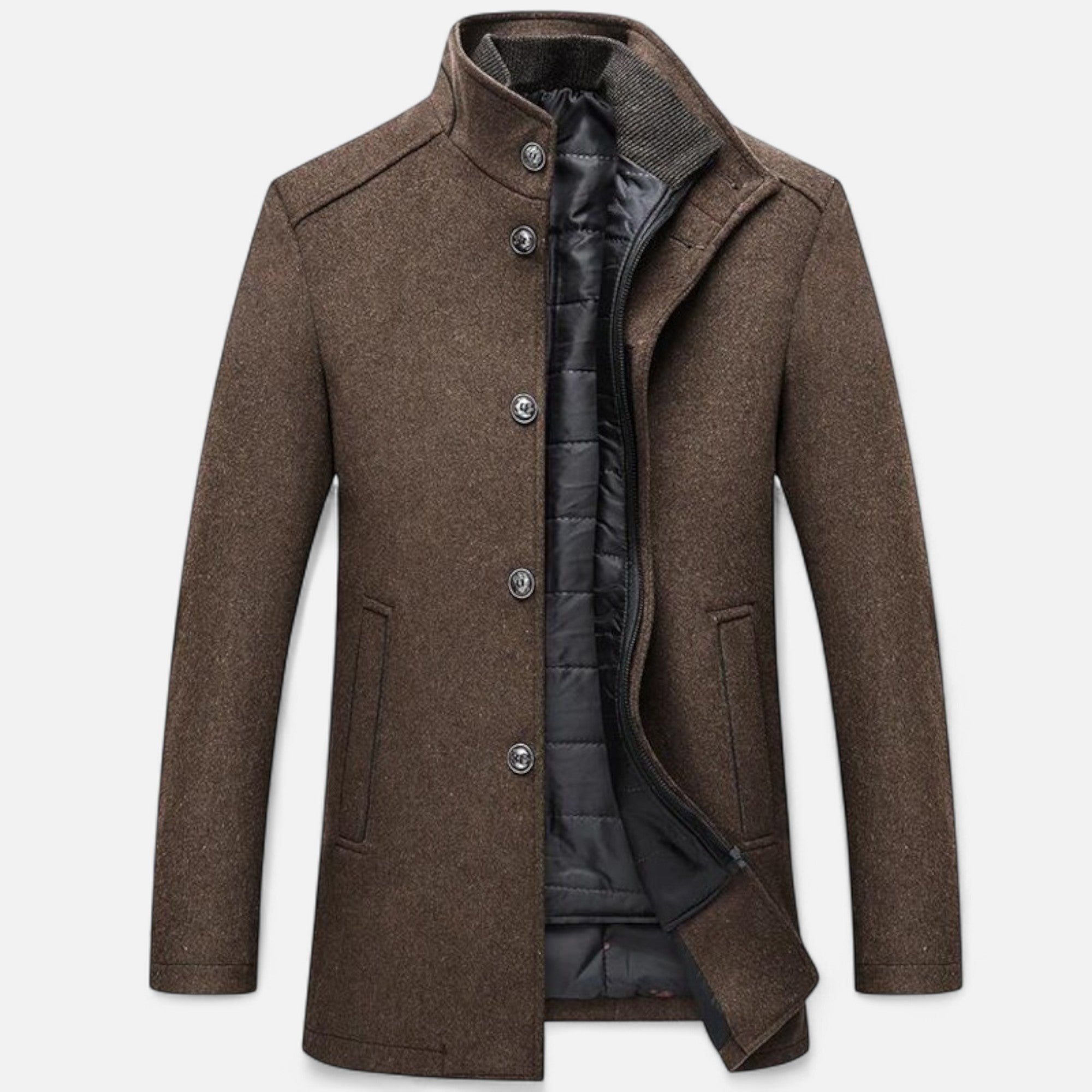 Newbury & Co | Men’s Long Wool Overcoat with Vest Panel