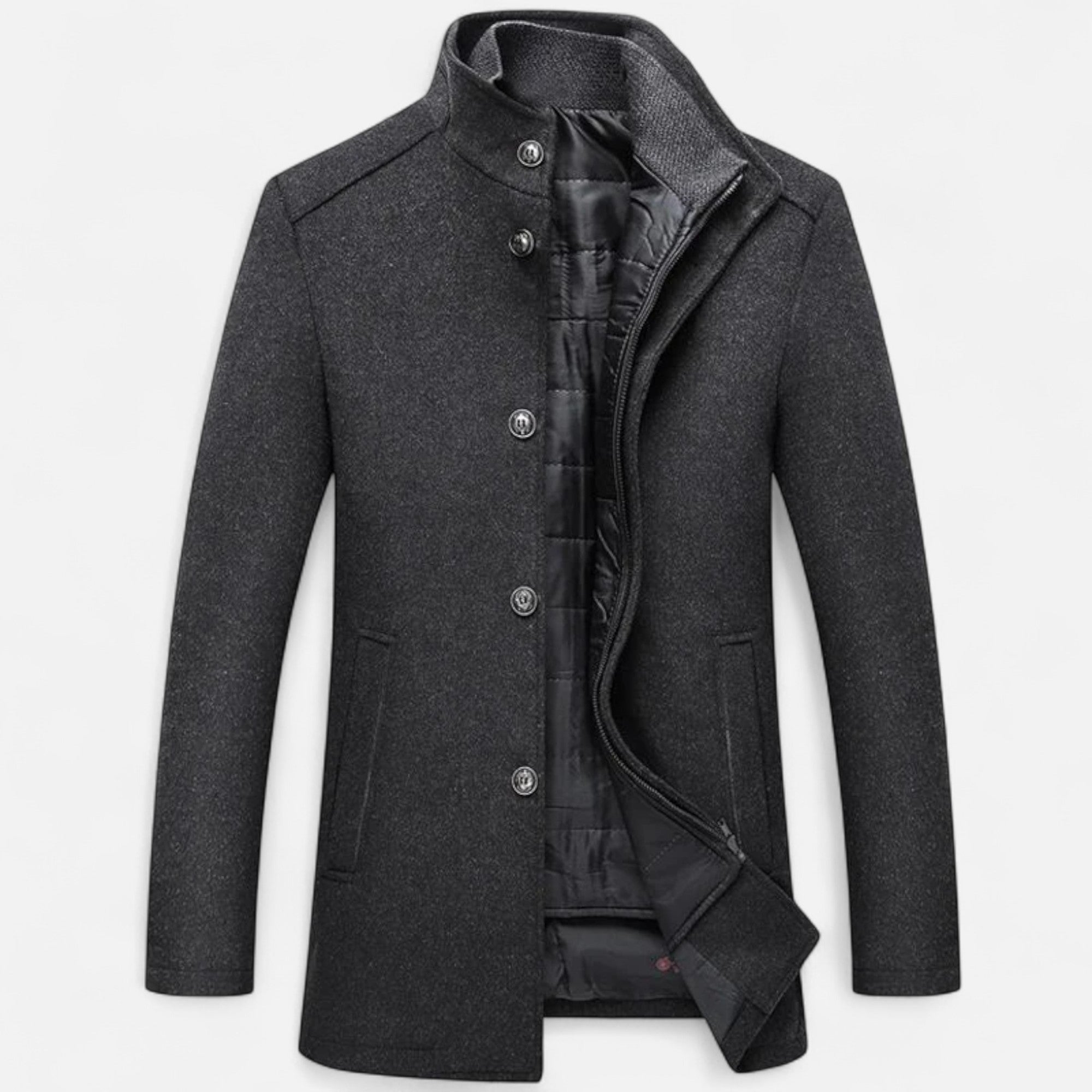 Newbury & Co | Men’s Long Wool Overcoat with Vest Panel